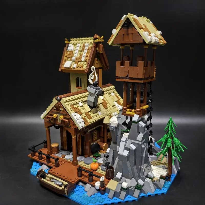 1837 قطعة فيلم فايكنغ ميناء القرون الوسطى منزل المباني مجموعات مدينة العمارة وحدات بنة التجمع أطقم منمذجة ، الكبار هدية #6