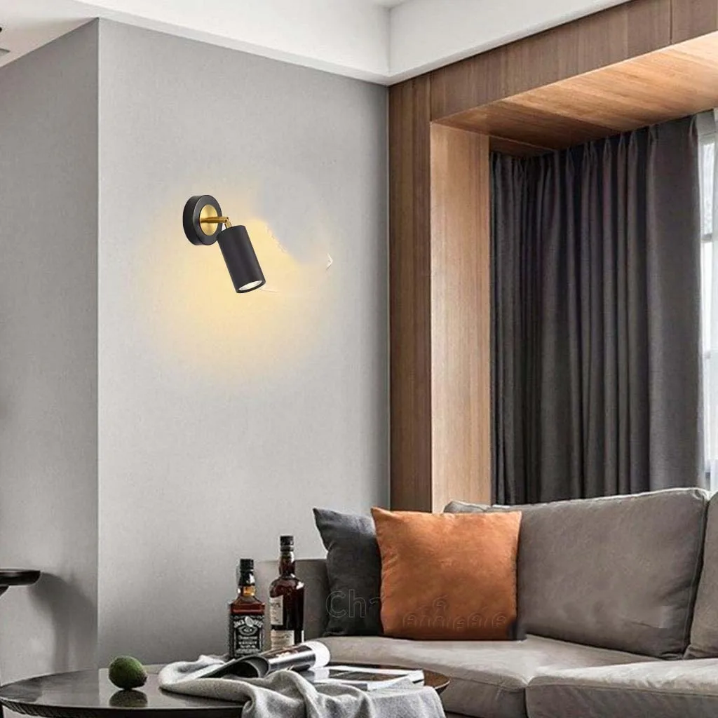 Bedroom Bedside LED Wall Lamp Rotating Reading Simple Modern Hotel Mirror Front Aisle Home Interior Decoration Projection Lights