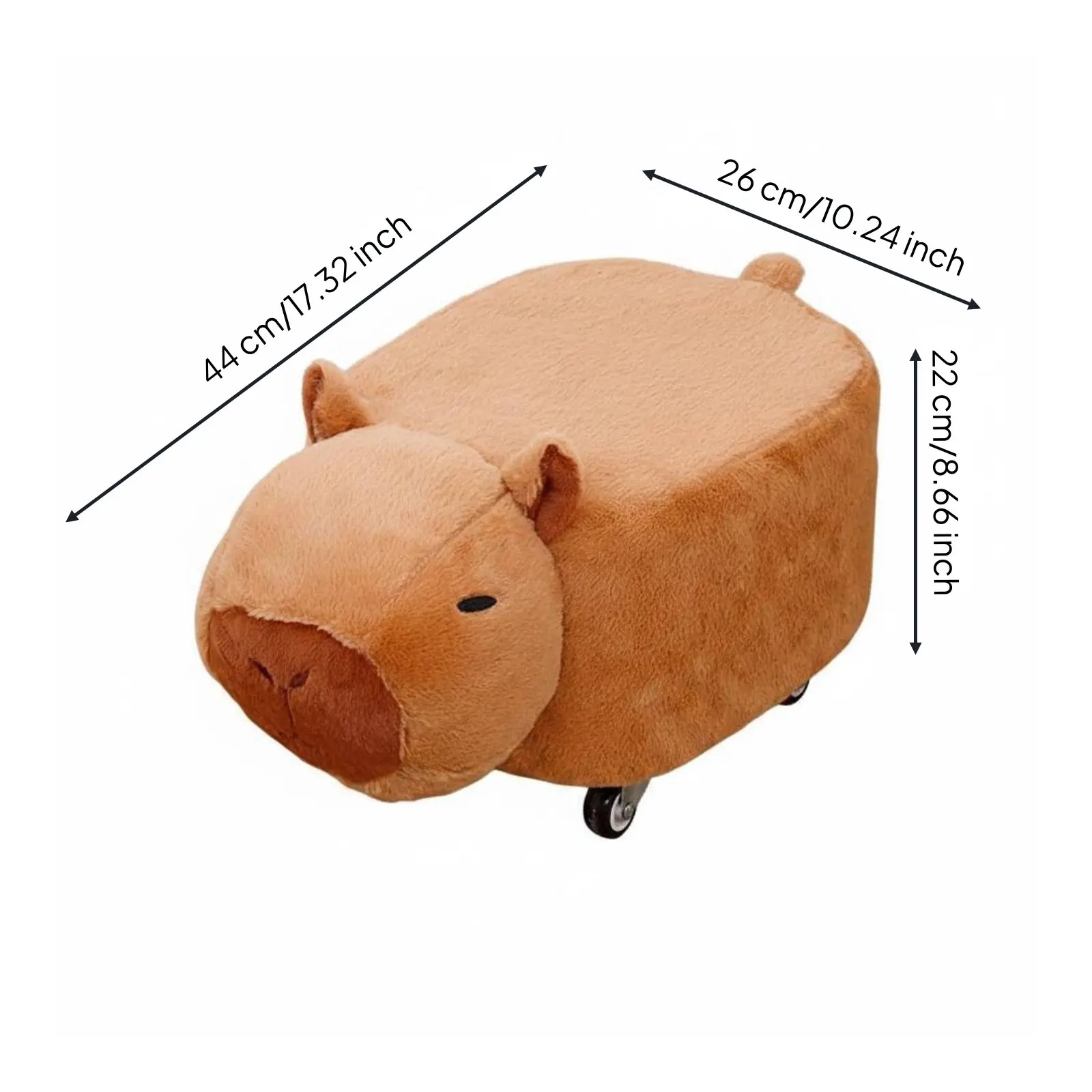 Capybara Foot Stool Wheeled Capybara Soft-Covered Soft Velvet Cover Animal Ottoman Seat for Children Living Room Entryway view 6