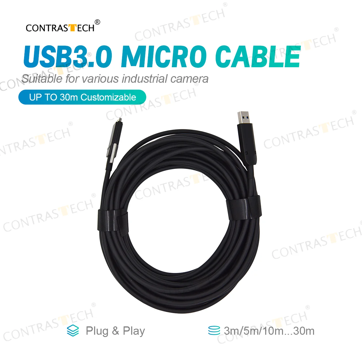 [In Stock] RJ45 3m Static 10m AOC 5m Dynamic High Speed Data Transmission USB3.0 Micro Cable for Industrial Camera Contrastech