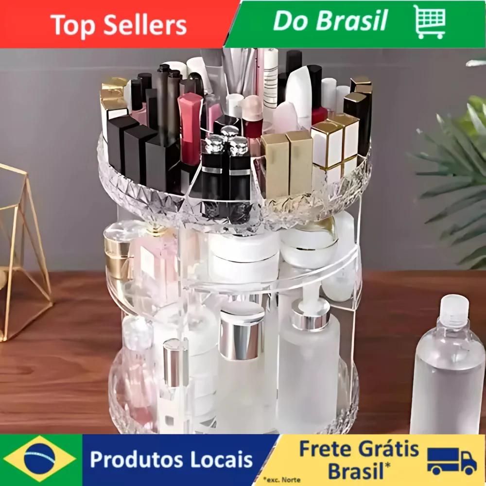 Organizador De Maquiagem Perfume Cosmético Acrilico 360º Organizador De Maquiagem Giratório