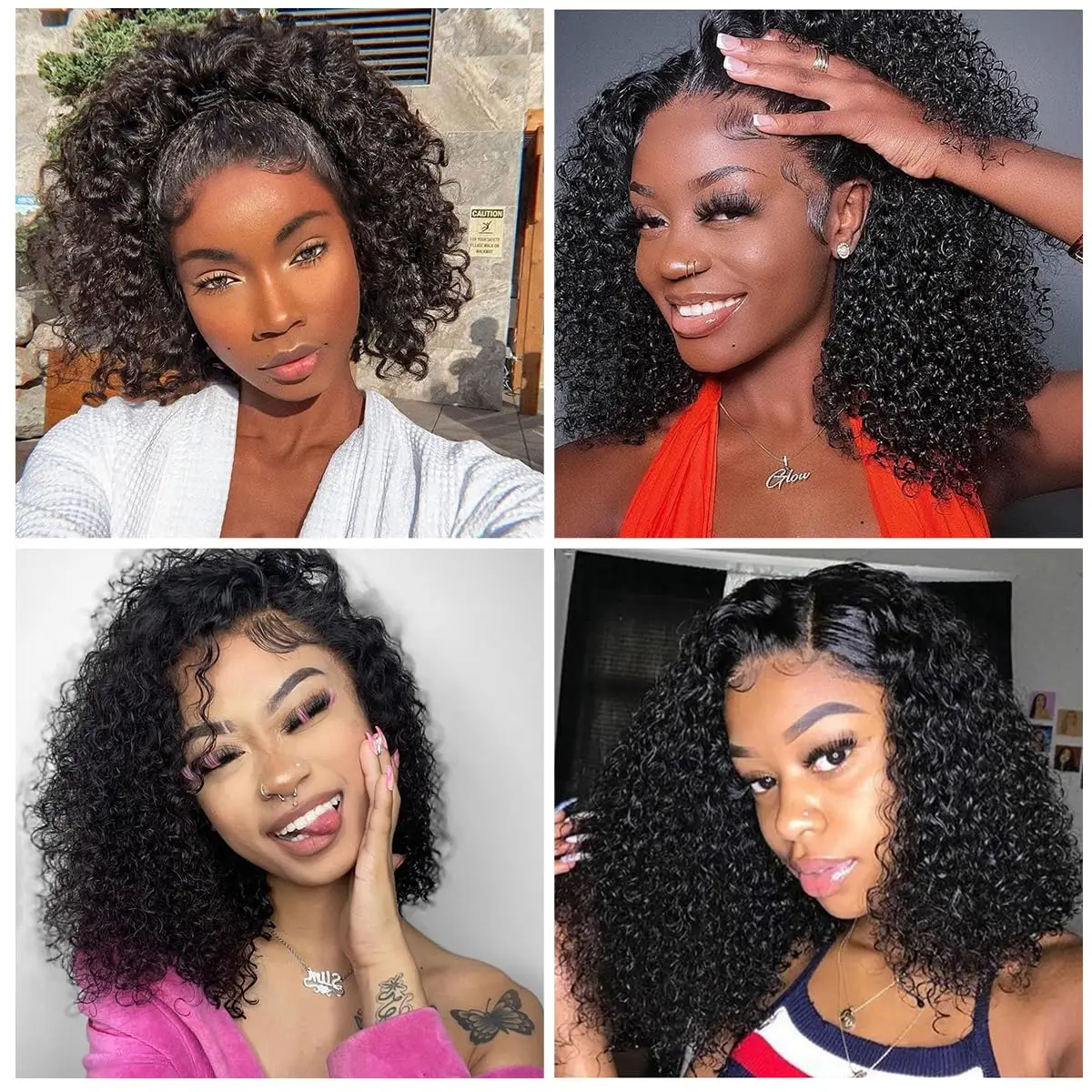 Kinky Curly Short Bob Human Hair Wigs 4x4 13x4 Transparent Lace Front Wigs For Women Human Hair Remy 4x4 Closure Soft Bob Wig