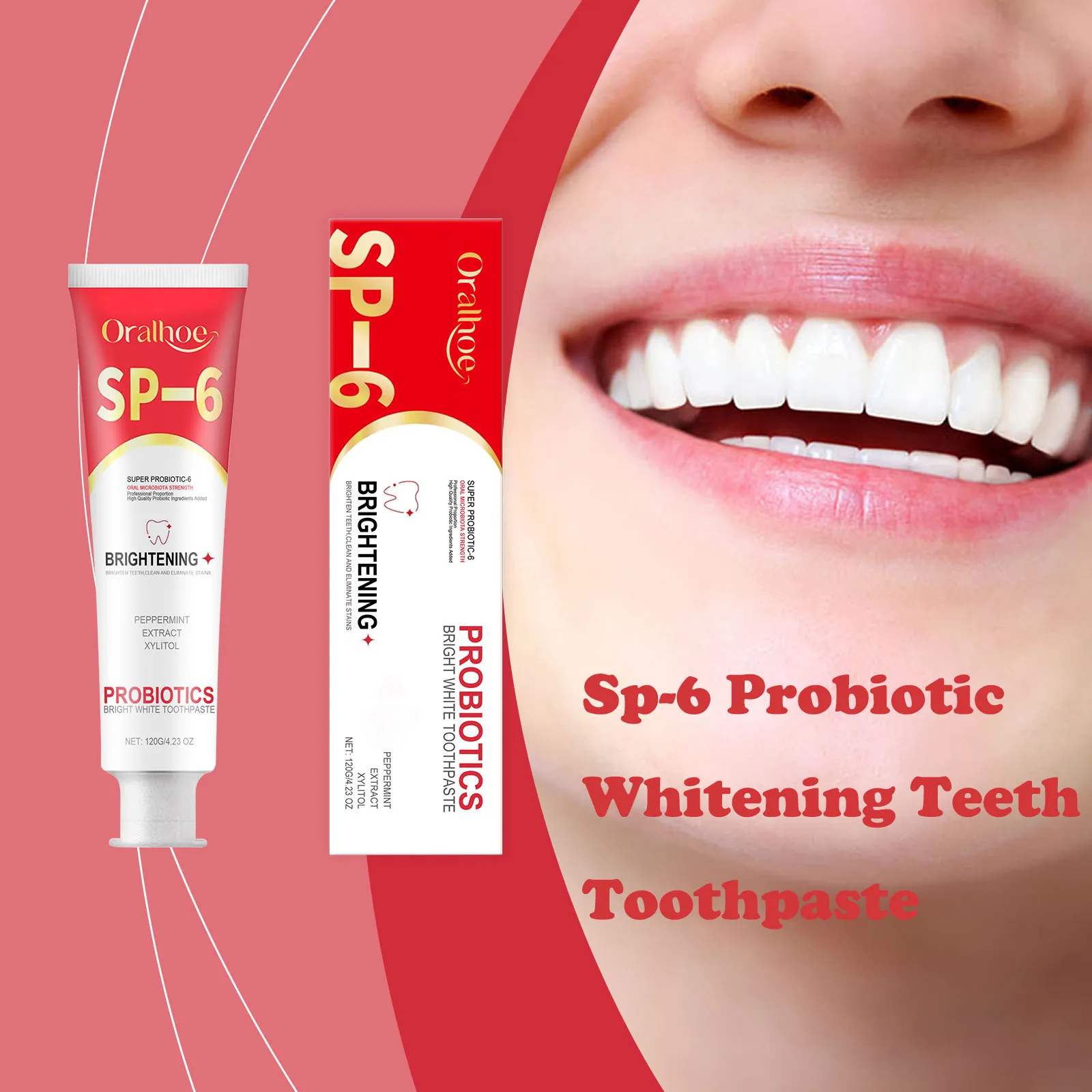 

Oralhoe 120g Sp-6 Probiotic Toothpaste Whitening Teeth Clean Oral Care Anti Yellow Remove Plaque Stain Fresh Breath Toothpaste