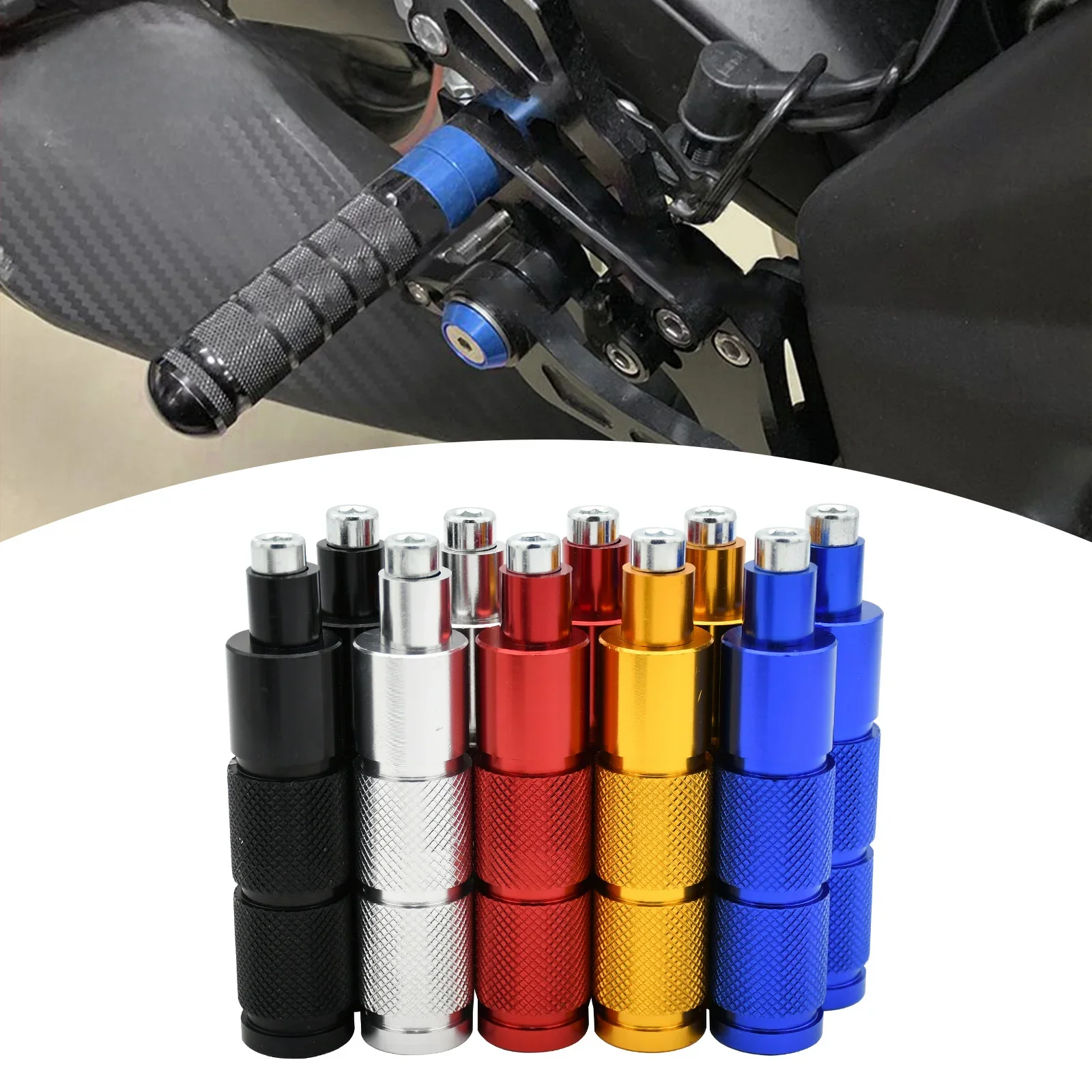 AliExpress Universal CNC Aluminum M8 Motorcycle Bike ATV Scooter Dirt Bike Footrests Foot Pegs Pedals For Honda Yamaha KTM Kawasaki Suzuki
