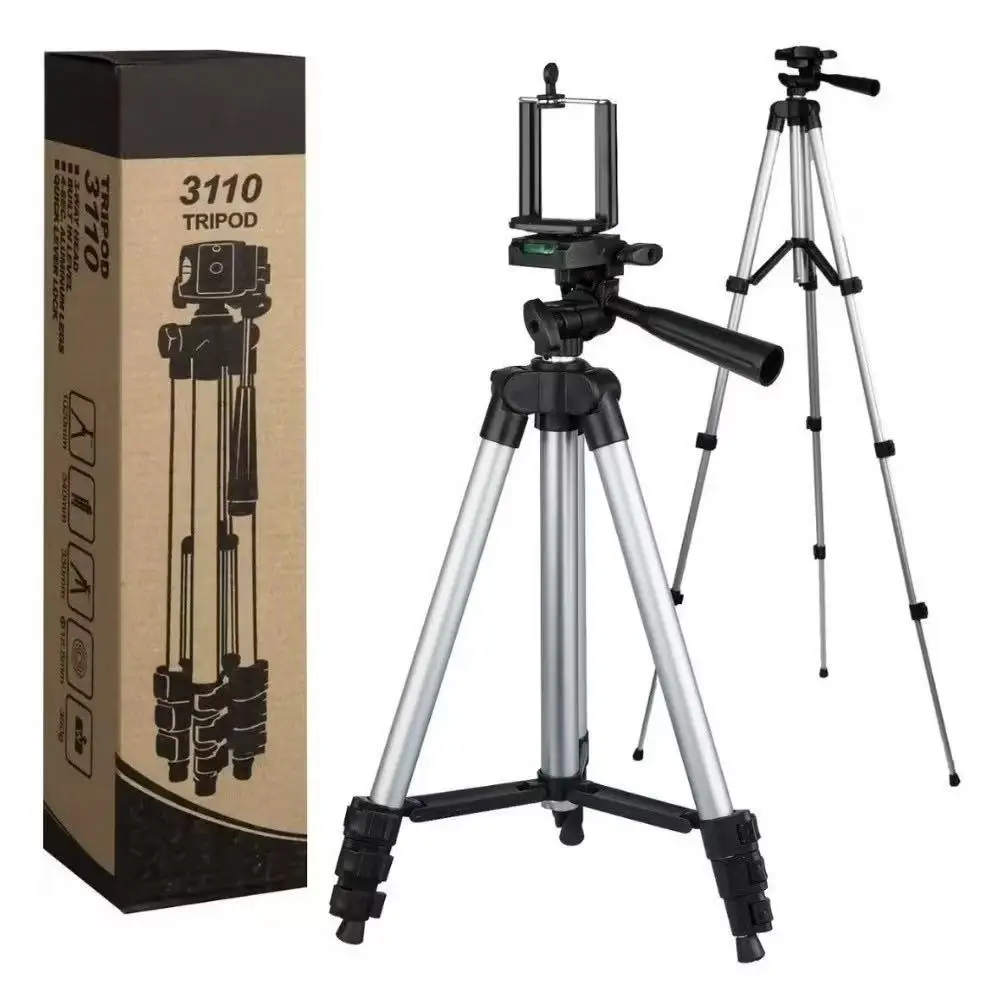 Tripod For Camera/Mobile Phone/Ring Light stand 1.1m Silver/Black 3110 Universal Adjustable
