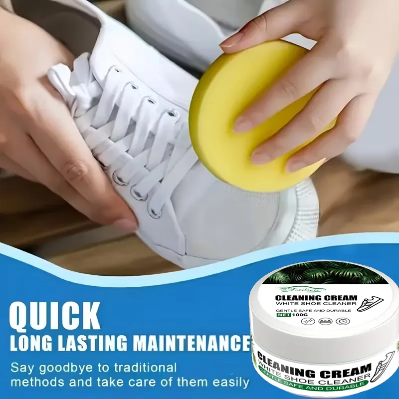 Crème de nettoyage pour baskets polyvalente : sans rinçage, élimine les taches - convient aux chaussures blanches et aux surfaces de bateau