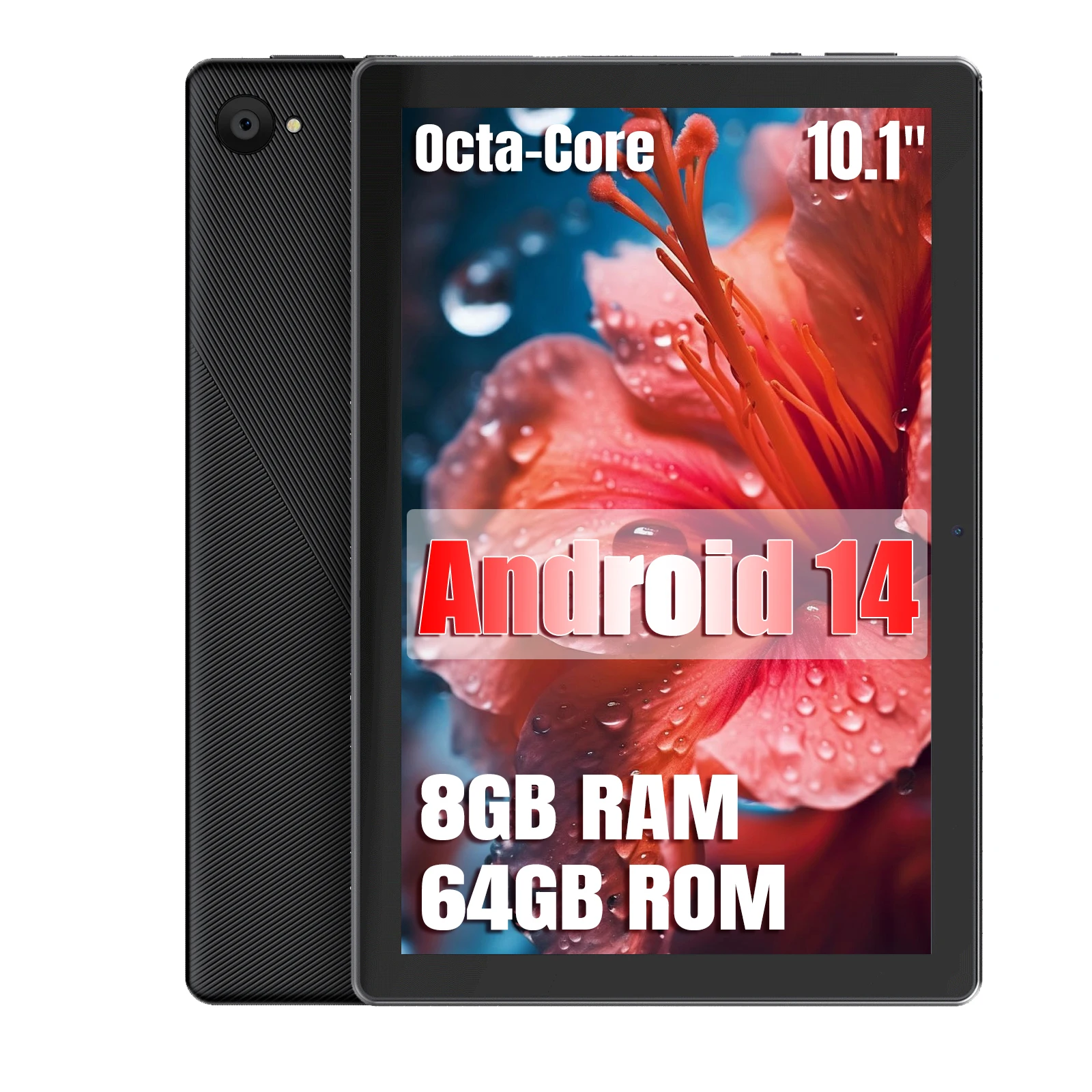 10.1 Inch Black Tablet PC C11 Octa Core A523 Android 14 8GB RAM 64GB ROM Widevine L1 5000mAh Dual Camera OTG WiFi BT5.4 US Local Warehouse