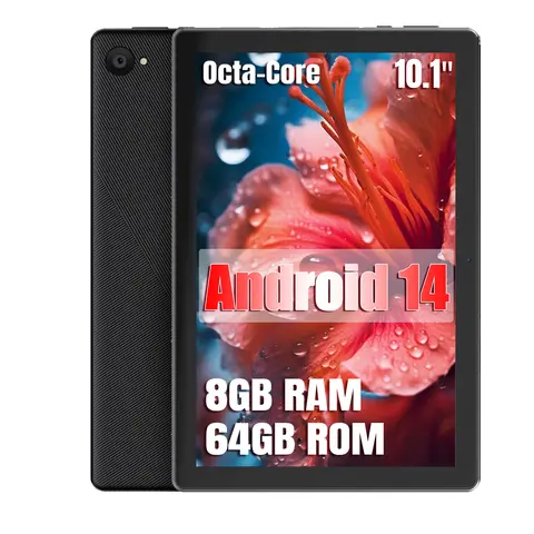 10.1 Inch Black Tablet PC C11 Octa Core A523 Android 14 8GB RAM 64GB ROM Widevine L1 5000mAh Dual Camera OTG WiFi BT5.4 US Local Warehouse