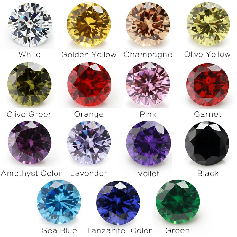 1pcs Per Color Total 15pcs Round Shape Loose Cubic Zirconia Stone Mix 15 Colours CZ Synthetic Gemstone for Jewelry Making