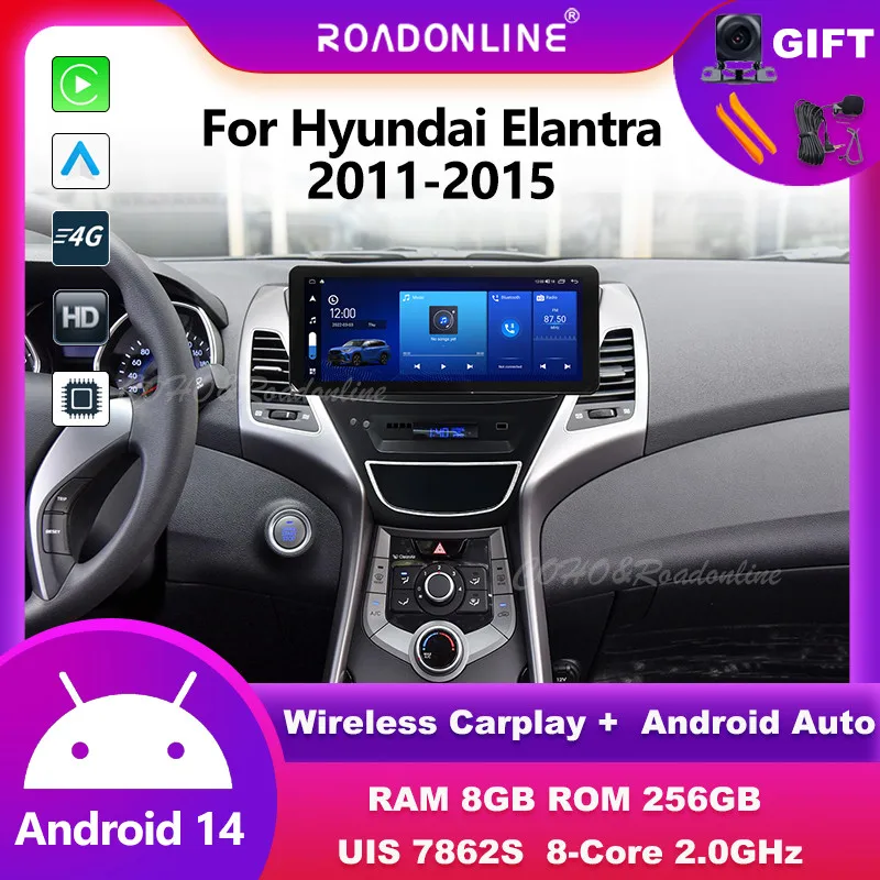 

12.3 " For Hyundai Elantra 2011-2015 Android 14 8-Core 8G+256G Car Multimedia Player Stereo Receiver Radio android Carplay