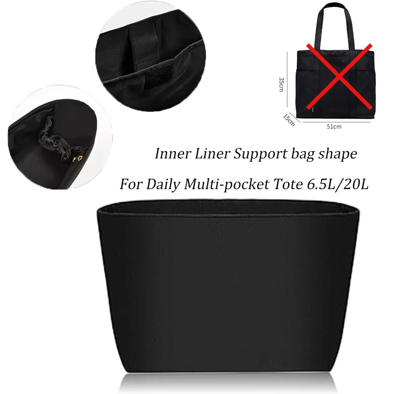 Nylon Light Weight Organizer Insert For Daily Multi‑pocket Tote 6.5L/20L Support Handbag Shape For Double‑handle 17l Inner Liner