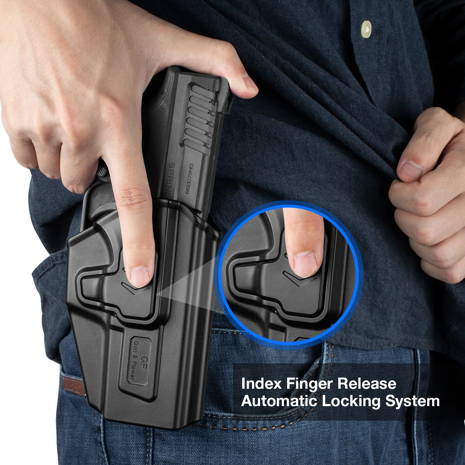 OWB Holsters for Glock 17/31( Gen1-5) / Glock 22(Gen 1-4) Pistol Level II Retention Military Tactical Paddle Polymer Grn Holders