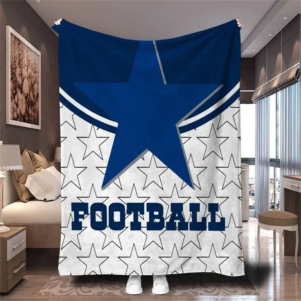 1pc Cozy Football Pentagram Print Soft Blanket - Skin-Friendly, Casual, and Versatile Shawl for Sofa, Living Room, and Outdoor