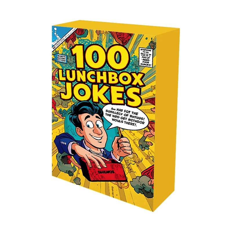 

1Pcs 100 Lunchbox Jokes Cards Deck, Fun Comic Style Joke Cards for Kids & Families, Humorous Lunch Time Conversation Starters for School & Home