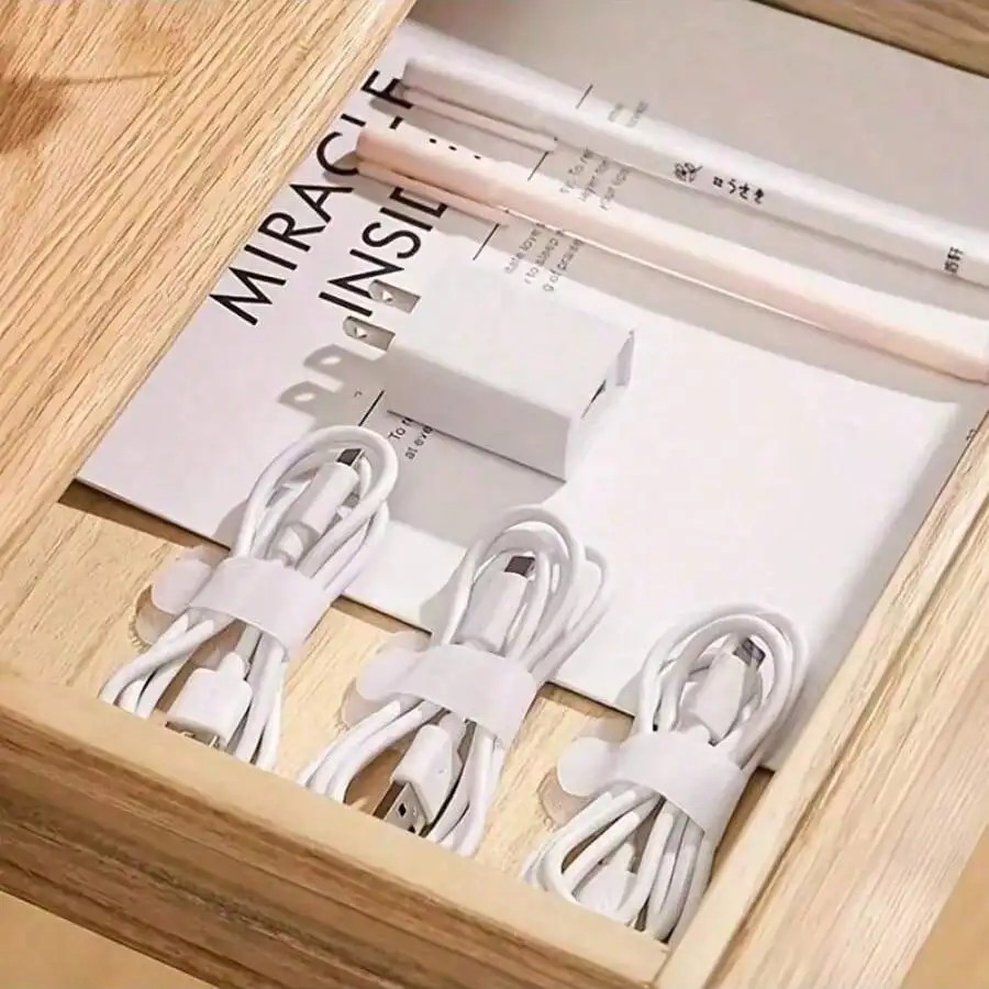 10 قطع من ربطات كابلات النايلون ذاتية اللصق باللون الأسود/الأبيض، مناسبة لكابل البيانات وتخزين كابلات الكمبيوتر وإدارة الكابلات المكتبية