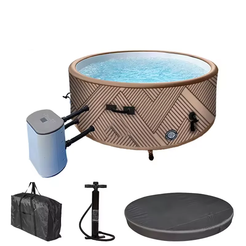 Stock Round 150/180/208cm Portable Spa Pool Inflatable Jacuzzis Outdoor Spa Bathtub Whirlpool Spa Tub Airjet Hot Tub  2-6 Person