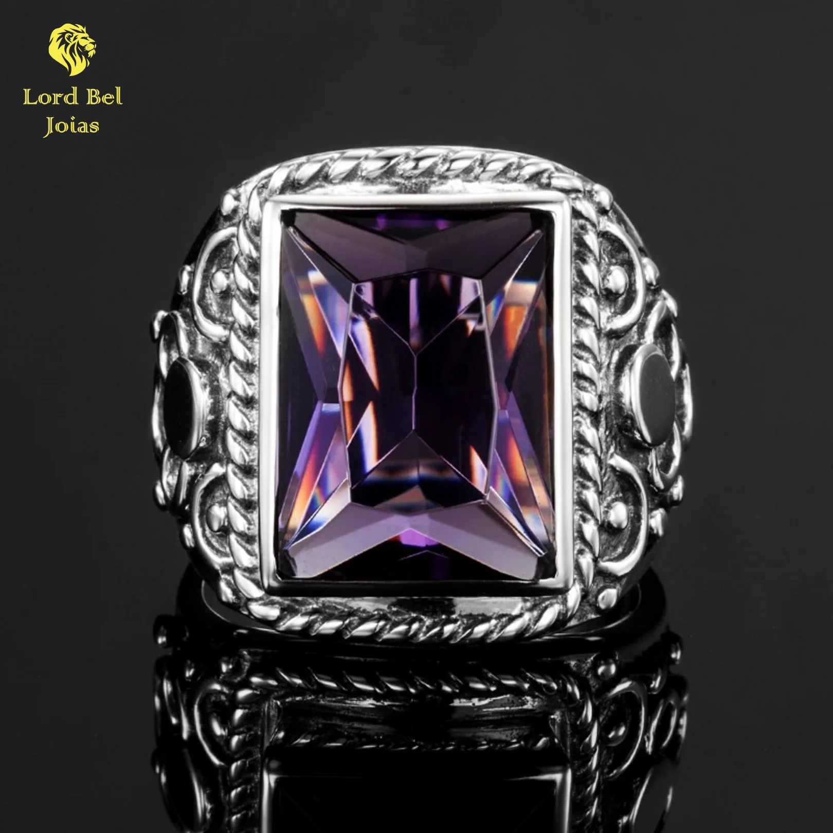 Silver Ring 925 Amethyst Stone-Men's Silver Ring 925 Original Lord Bel Silver Jewelry Luxury 925