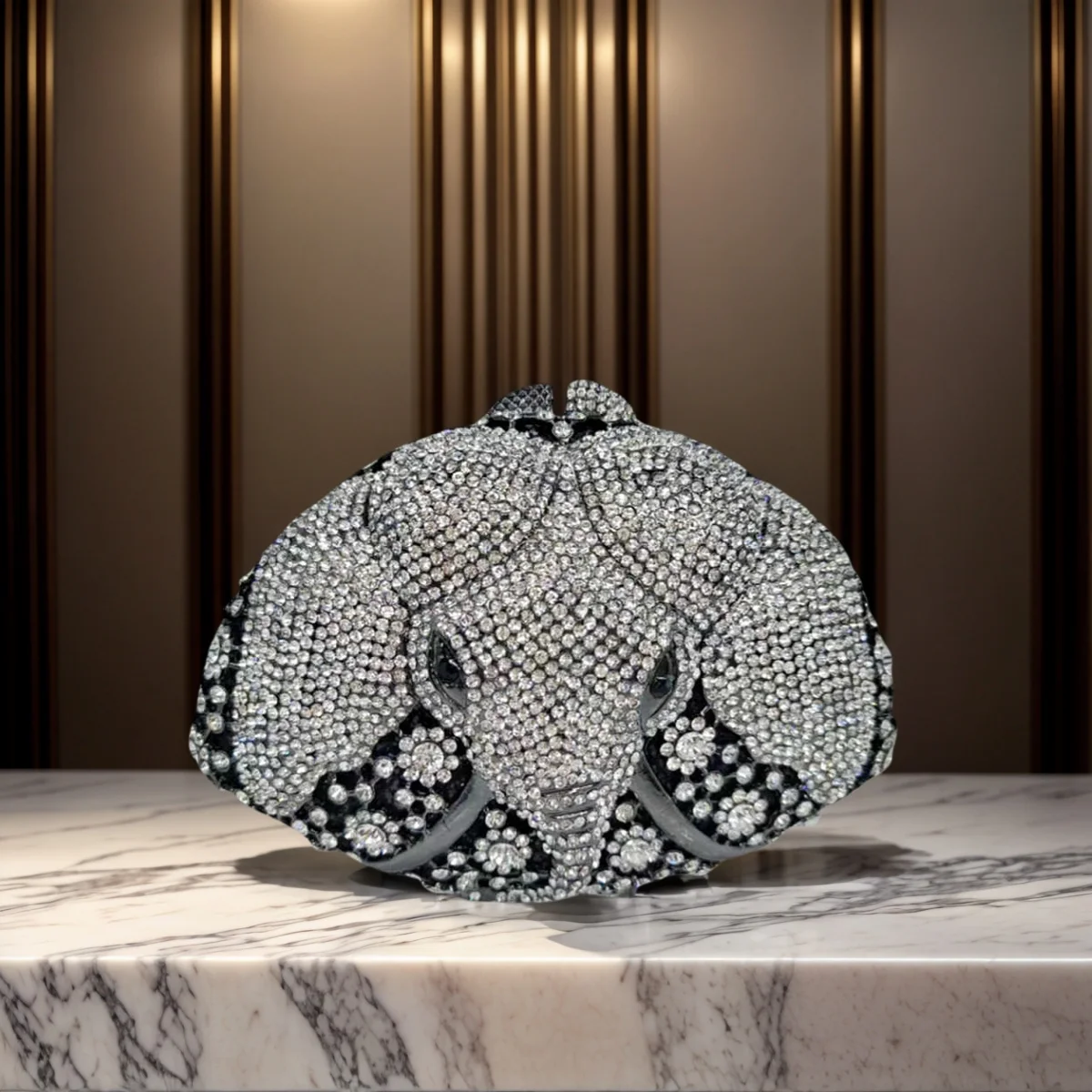

Cute Elephant Head Rhinestone Bag for Women Unique Animal Crystal Evening Handbag Dimaond Clutch Purse for Cocktail Party