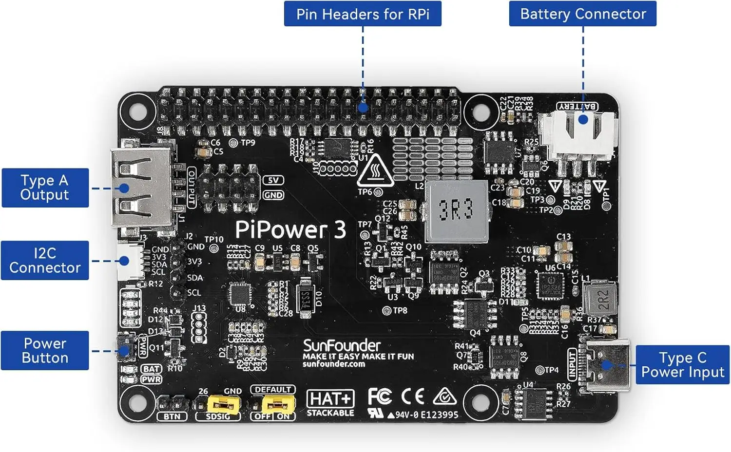 SunFounder PiPower 4 UPS Power Supply, 5V/3A 2000 mAh Battery Pack for Raspberry Pi 4B/3B+/3B/Zero 2 W/Arduino/ESP32/Pico W