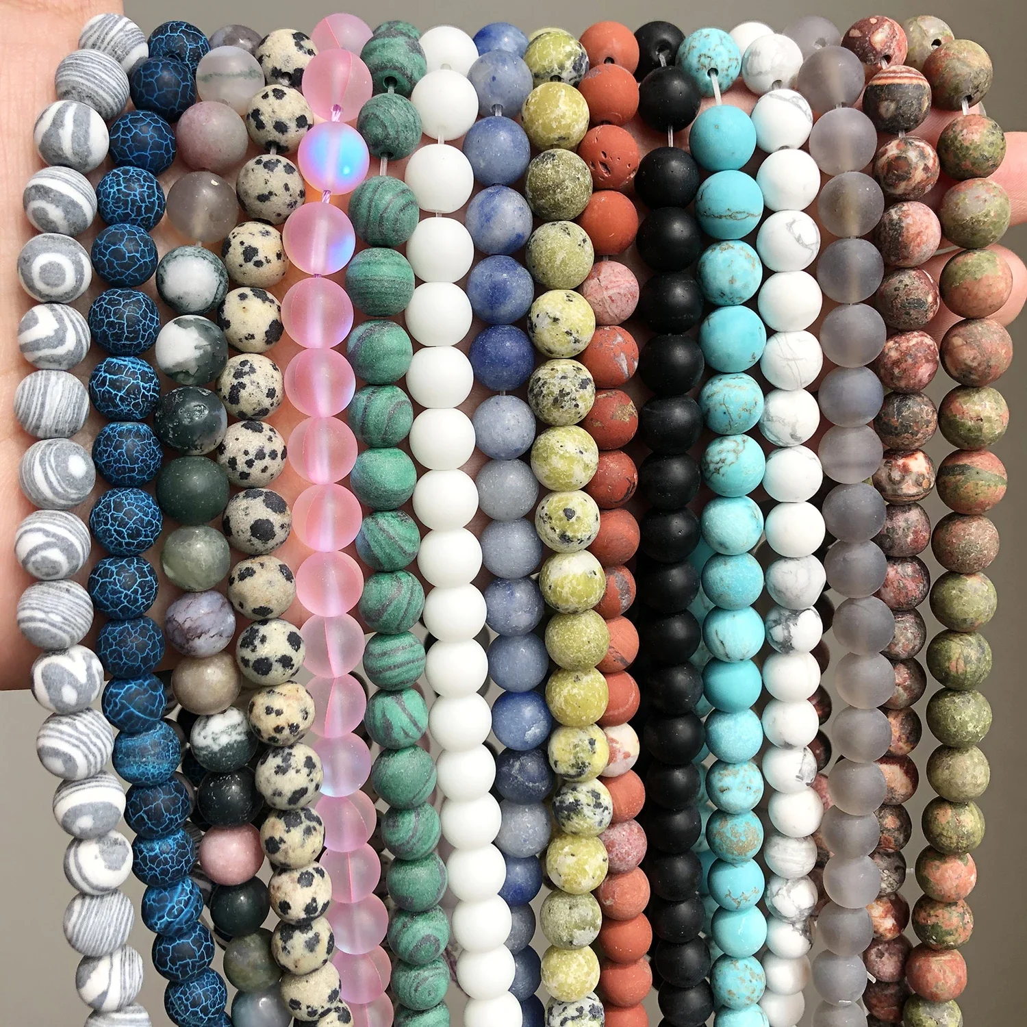 4Mm 6Mm 8Mm 10Mm Natuurlijke Matte Morganite Agaat Tiger Eye Stone Ronde Kralen Voor Sieraden Maken diy Armband Minerale Kralen 15'' - afbeelding 2