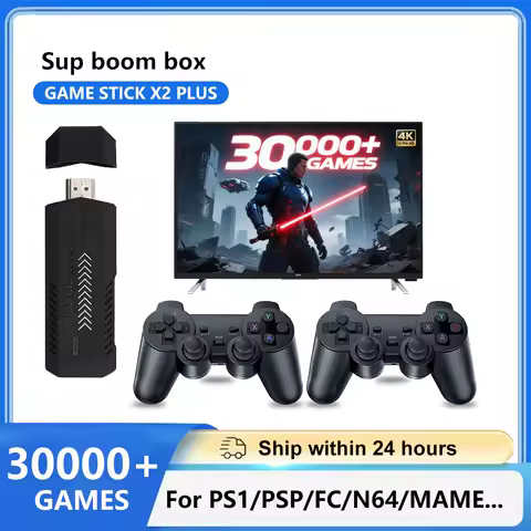 X2 Plus 4K Game Stick X2 128G 30000 Game 3D HD Retro Video Game Console Wireless Controller TV 40 Emulator For PS1 Dropshipping
