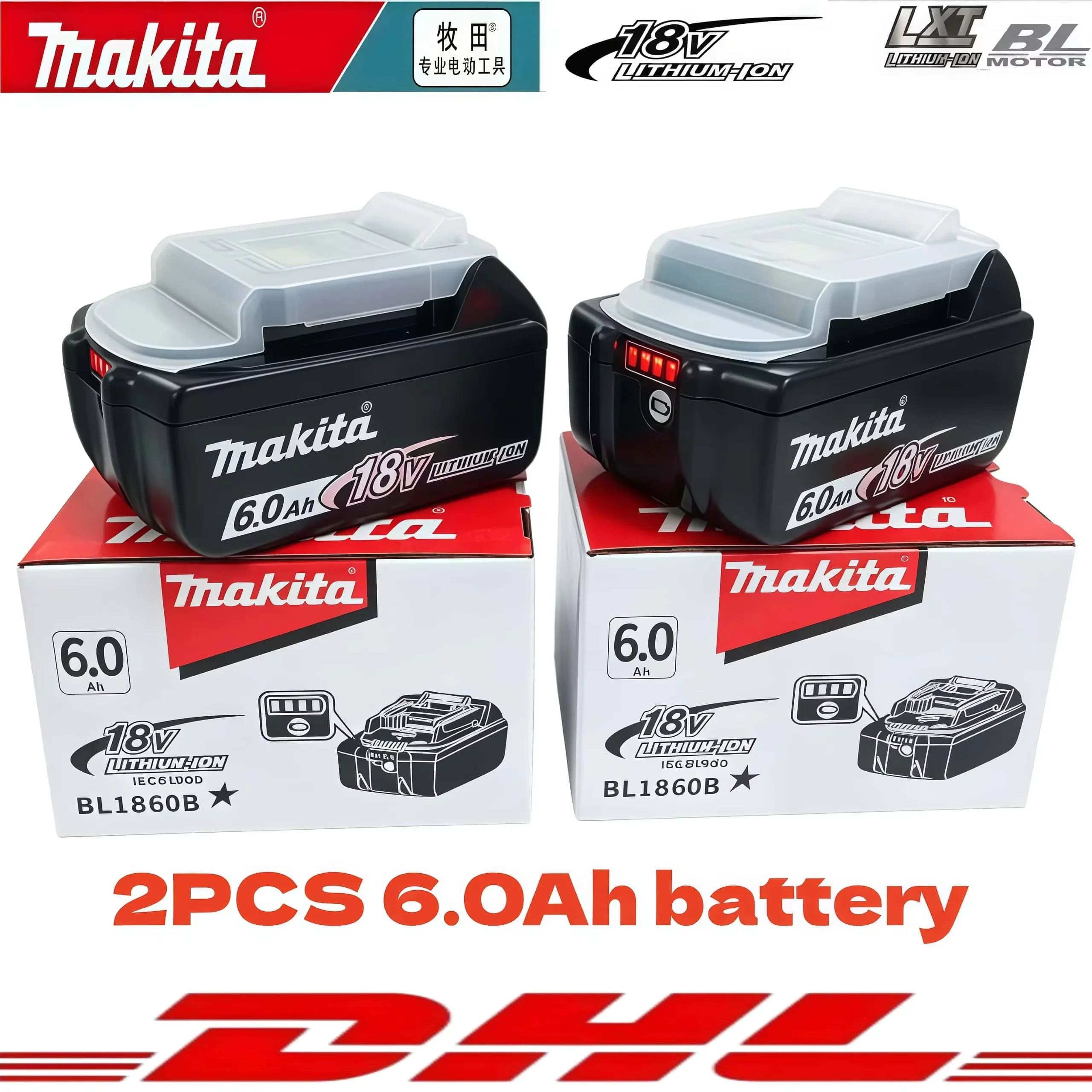 100% Oryginalna bateria Makita, akumulator 6.0Ah 18V, zamiennik Makita BL1830B L1840B L1850B L1860B, bateria do elektronarzędzi