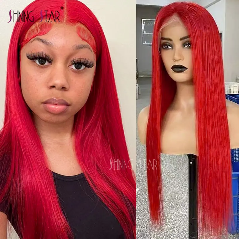 Red Burgundy 99J Straight Wig 13x6 HD Lace Front Human Hair Wigs 13x4 Straight Lace Frontal Wig For Black Women Colored Wig 180%