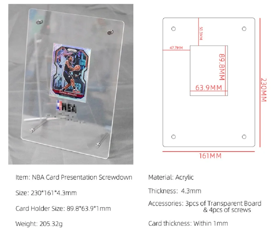 Screwdown Card Holder Case Display UV Protection Acrylic Clear Transparent Trading Game Cards Protector