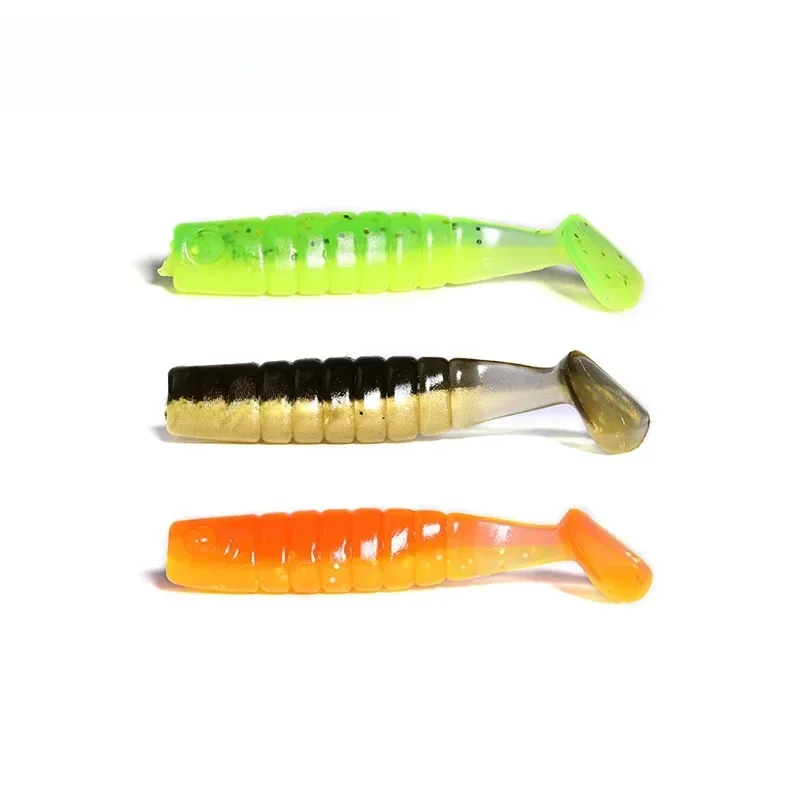 OUTKIT 10 pièces/lot Wobblers Rockfishing leurres souples appâts souples en caoutchouc 4cm 1g pêche ver souple appâts artificiels bar poisson en Silicone