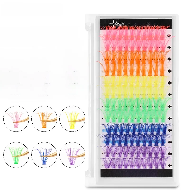 Winky beauty 6 couleurs mélangées bricolage Extension de cils 100% cils naturels faits à la main outils de maquillage cils segmentés paquet cils