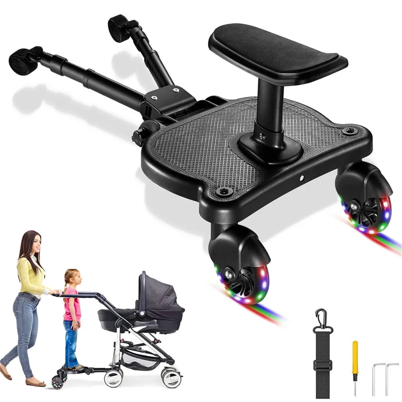 Baby Trolley Organizer Second Child Stroller Pedal Adapter Twins Hitchhiker Auxiliary Trailer Kids Standing Plate Board Scooter