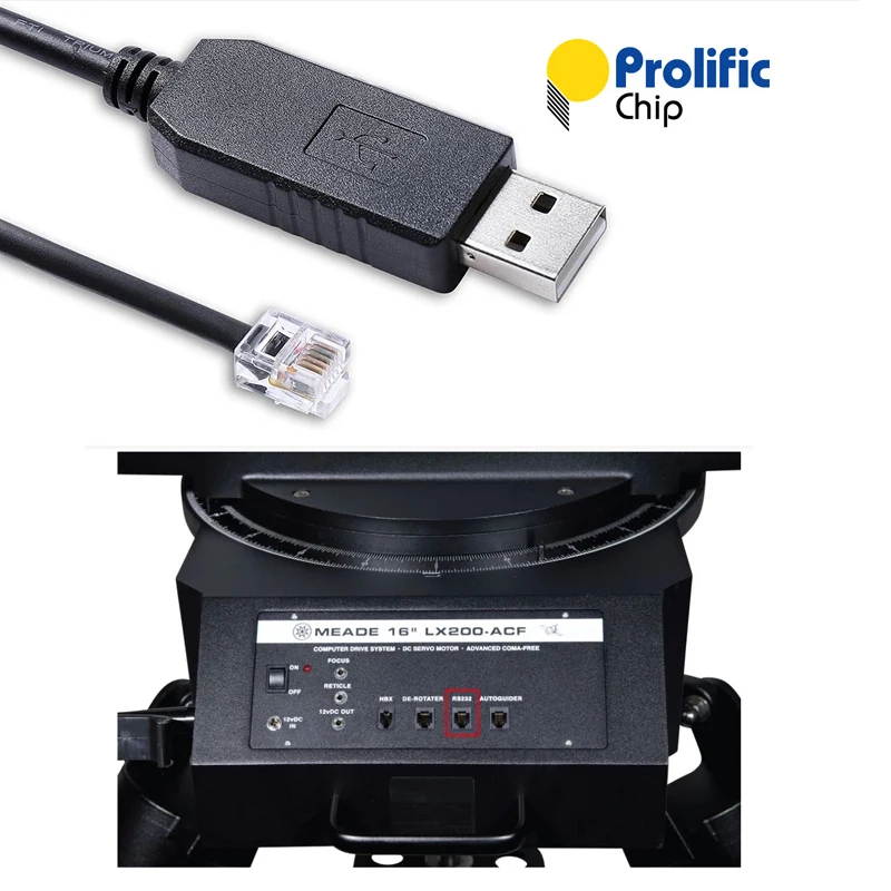 

PL2303GT USB RS232 Serial to RJ11 6P4C Console Cable for Meade LX200GPS Compatible With #507 LX200 Interface Cable