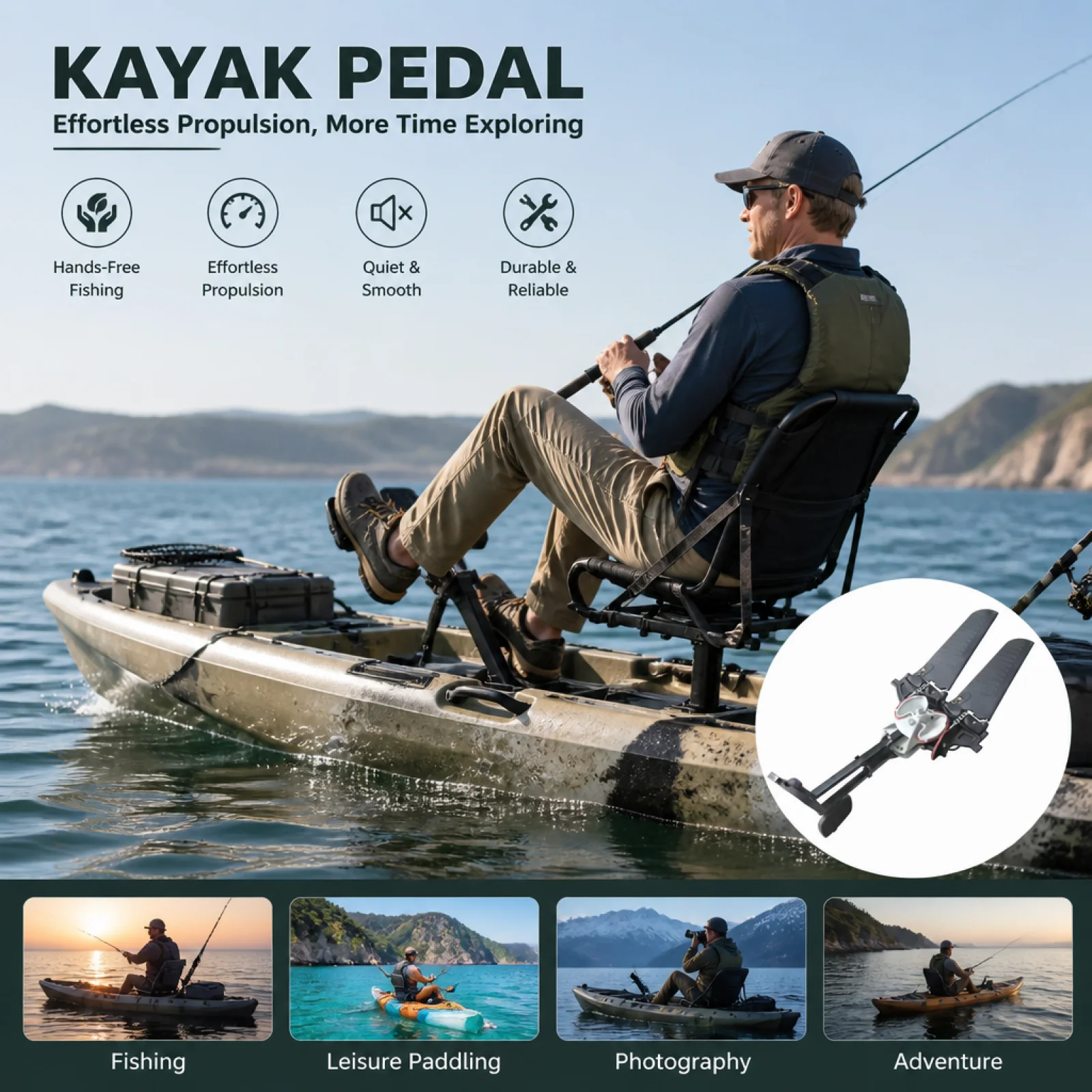 Fishing Kayak Cart - Kayak Pedal Sürücü Sistemi İleri ve