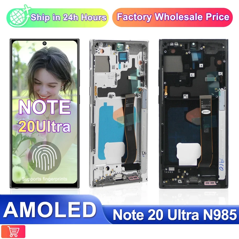 Note 20 Ultra Amoled For Samusng Galaxy Note 20 Ultra Display 5G LCD Display N986B N986U +Frame Touch Screen Digitizer Assembly