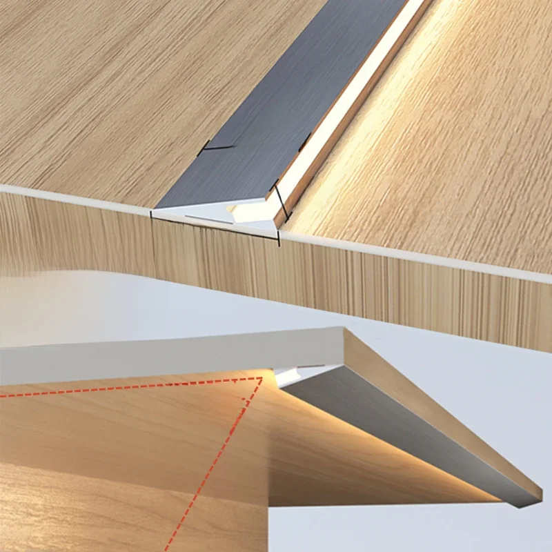 Onzichtbare H7mm LED Schuine Beam Aluminium Profiel Opbouw Ultradunne Kast Laag Rand Plank Paneel Harde Bar Strip Verlichting - afbeelding 2