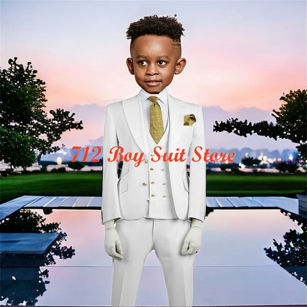 

Formal Suit for Boys Wedding Dress Kids Tuxedo 3-piece Set Jacket Pants Vest Customized Elegant Boy Suit