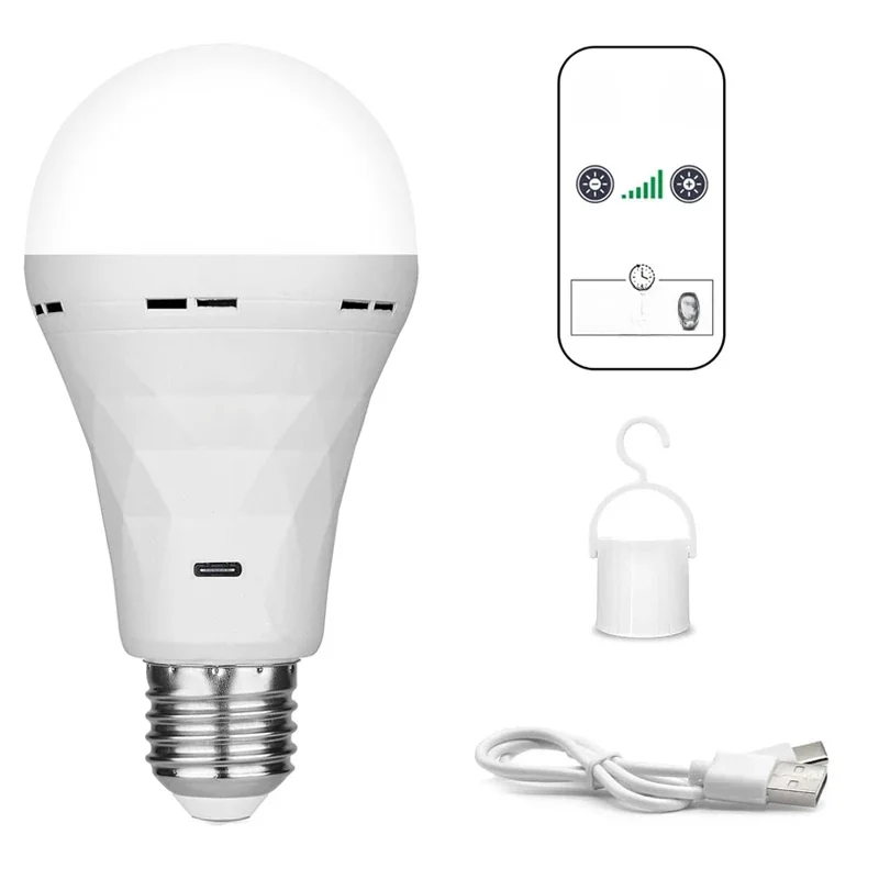 Żarówka LED USB e27 Żarówka akumulatorowa Inteligentna żarówka akumulatorowa Sterowanie dotykowe Ściemnialne żarówki LED z rozrządu — zdjęcie 2