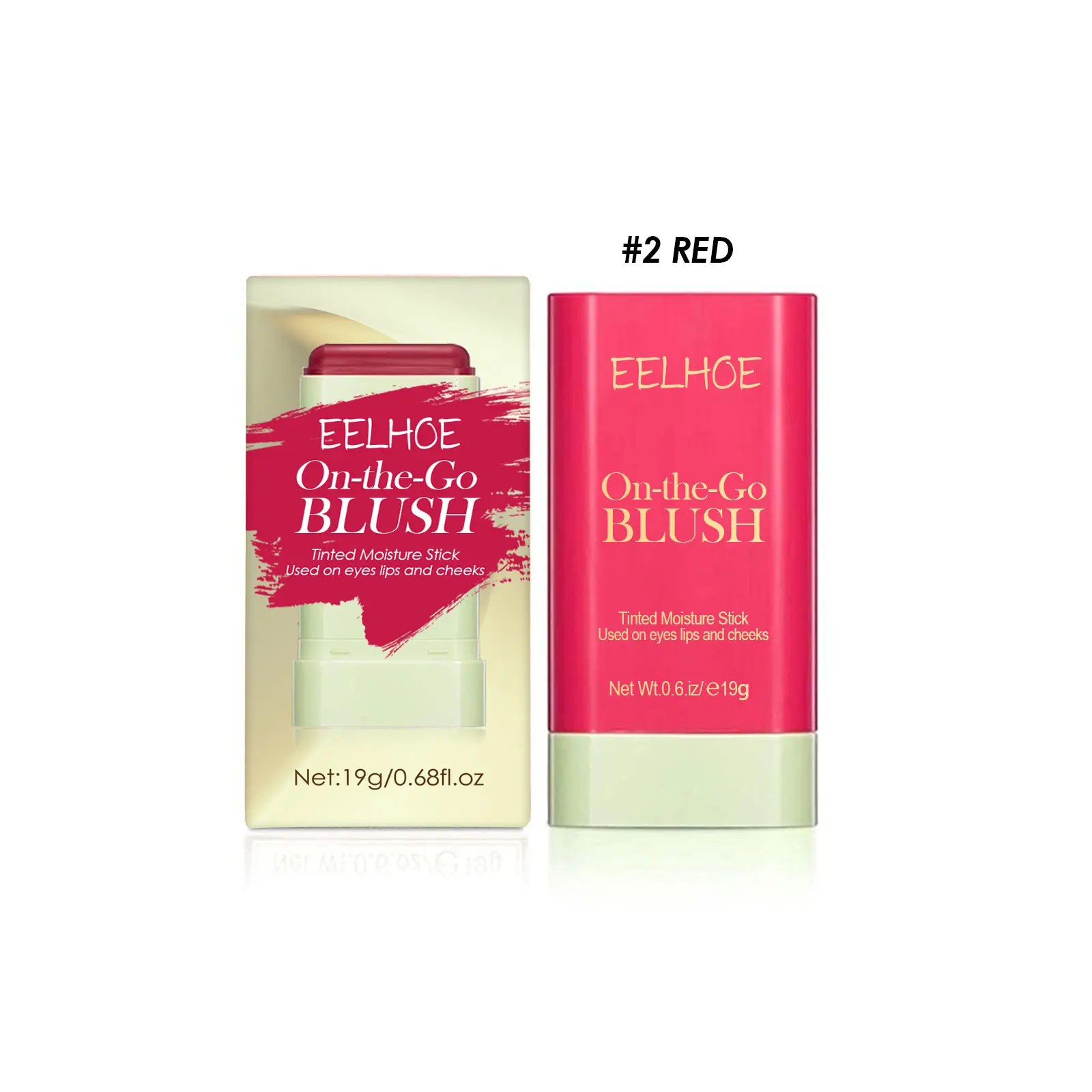 EELHOE-Palo de rubor ligero Natural, palo de belleza de 3 colores, resistente al agua, multifunción