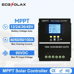 40A 60A 80A 100A MPPT Solar Charge Controller 12V 24V 36V 48V Auto Solar Panel Regulator For Lead-acid/Lithium Max PV 90VDC