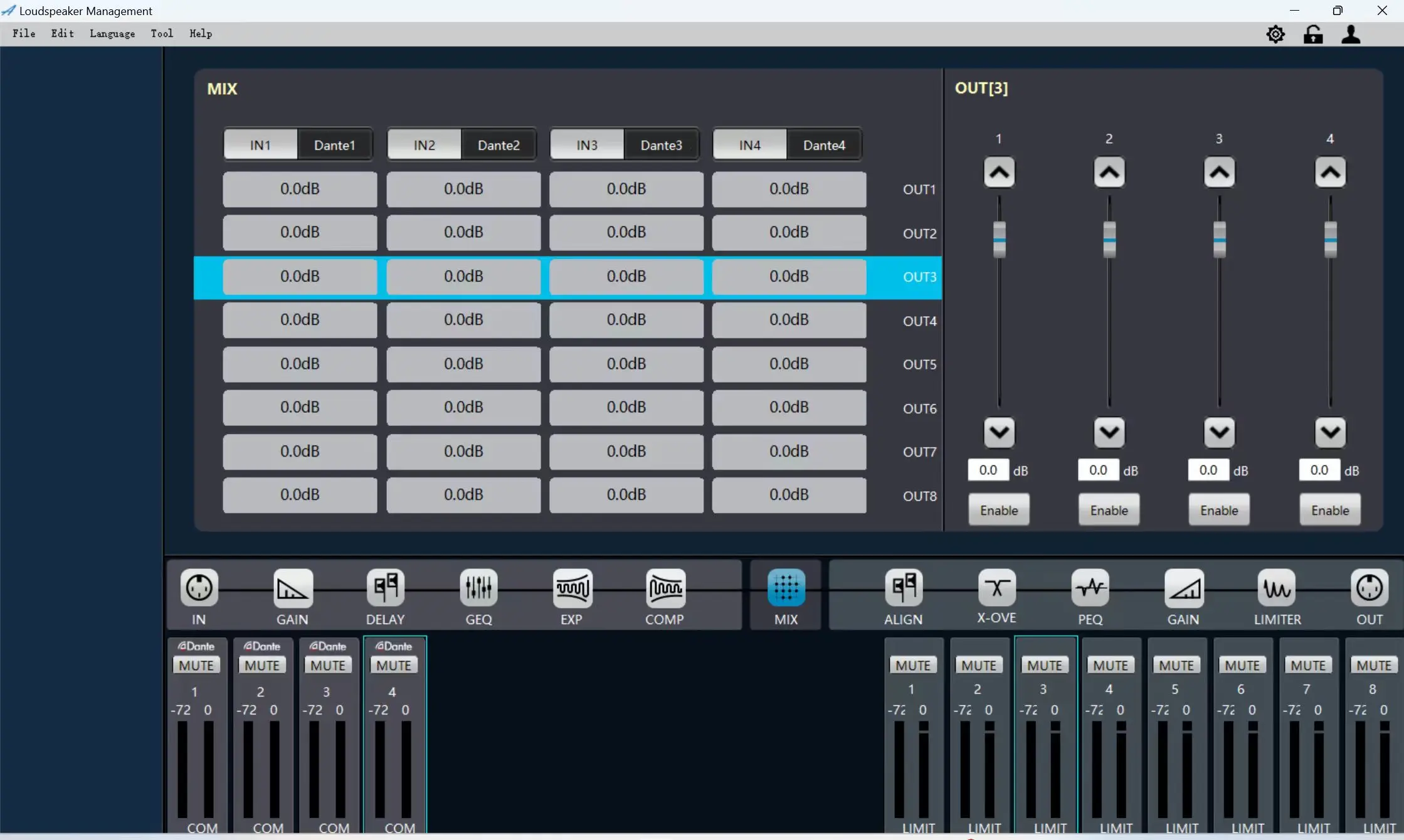 Paulkitson Professioneller Audioprozessor, 4 Eingänge, 8 Ausgänge, mit Dante-Netzwerk, DPS, digitaler Audioprozessor für Lautsprechermanagementsystem – Detail 7