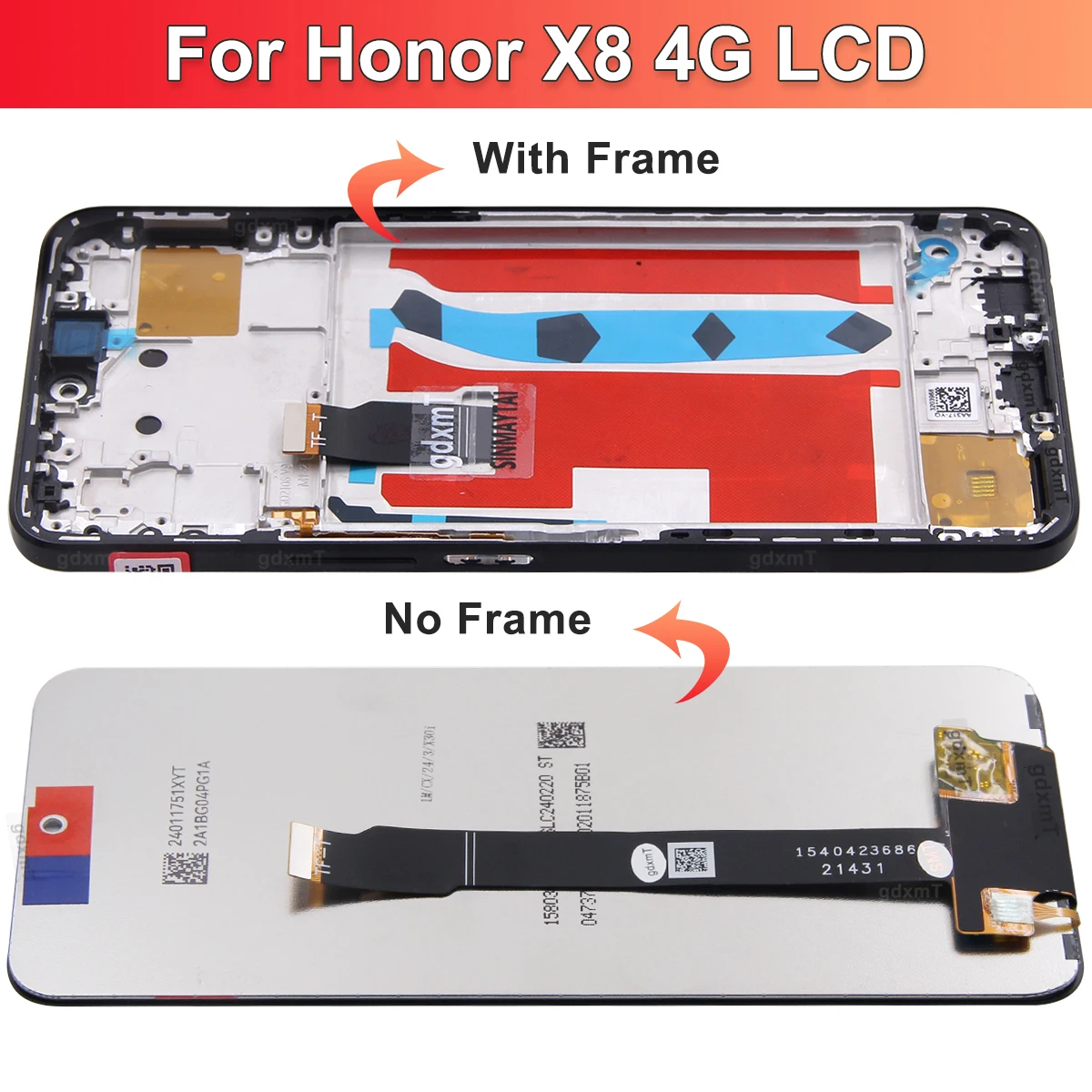 6.7\'\' For Honor X8 4G LCD Touch Screen Digitizer Assembly For Honor X8 2022 TFY LX1 LX2 LX3 Display With Frame Display  ﻿