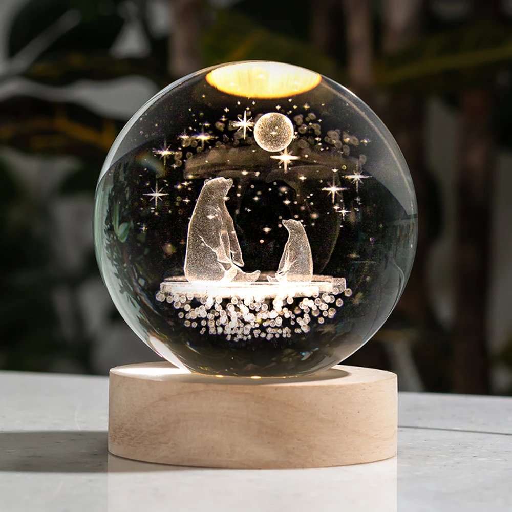 (LETO) 3d mood light Crystal 3D Polar Bear MUD etc. Home Gift Interior LED Lighting LML-C33