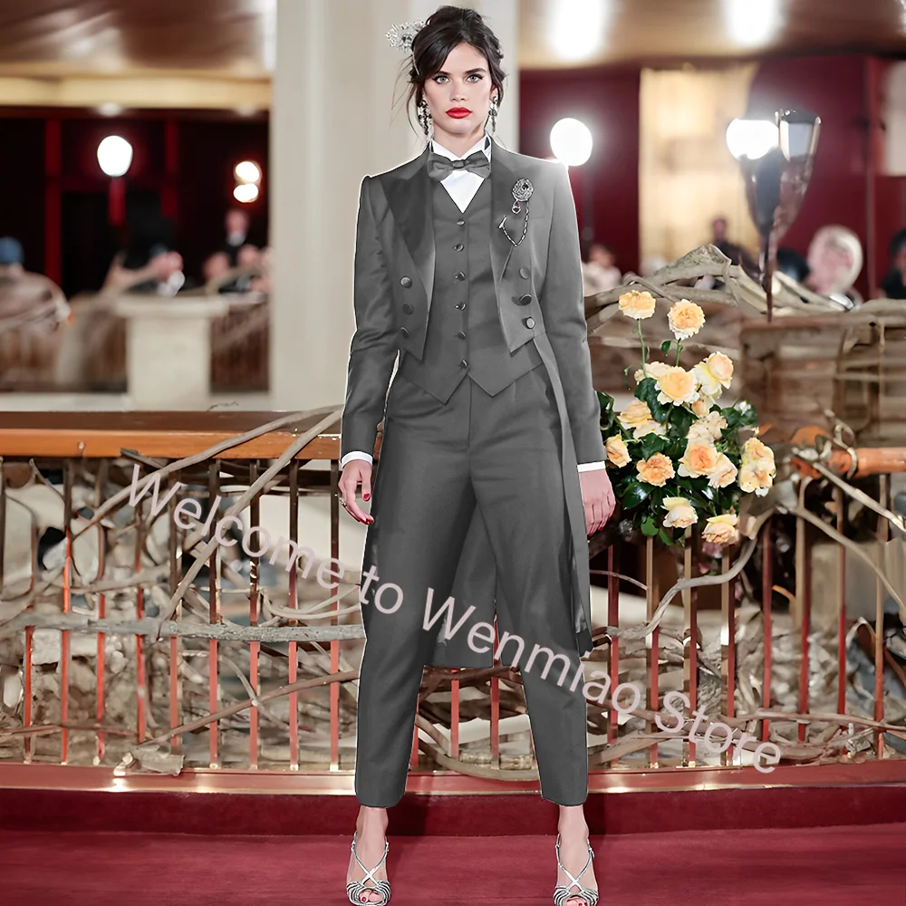 Costume de smoking de mariage pour femmes, veste à double boutonnage, gilet de pantalon, robe de soirée formelle, robe de maman, blazer de mode, 3