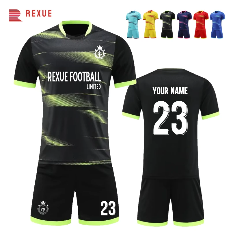 New Season Quick Dry Football Jersey Men Soccer Shirt Shorts Uniform Sublimation Sport Kits Personalized Logo Name Number