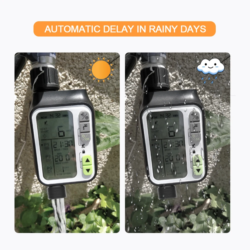 Eshico Professional Design Of Rainwater Sensing Outdoor Garden Sprinkler Home Electronic Irrigation Water Timer