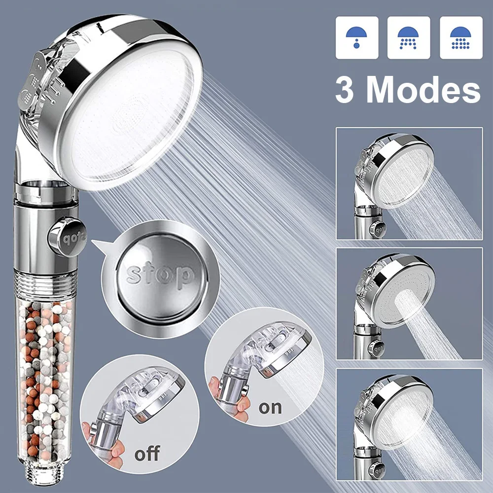 

Насадка для душа с минеральным шариком, лейка для душа с турмалиновым фильтром, экономия воды под высоким давлением, аксессуары для ванной комнаты