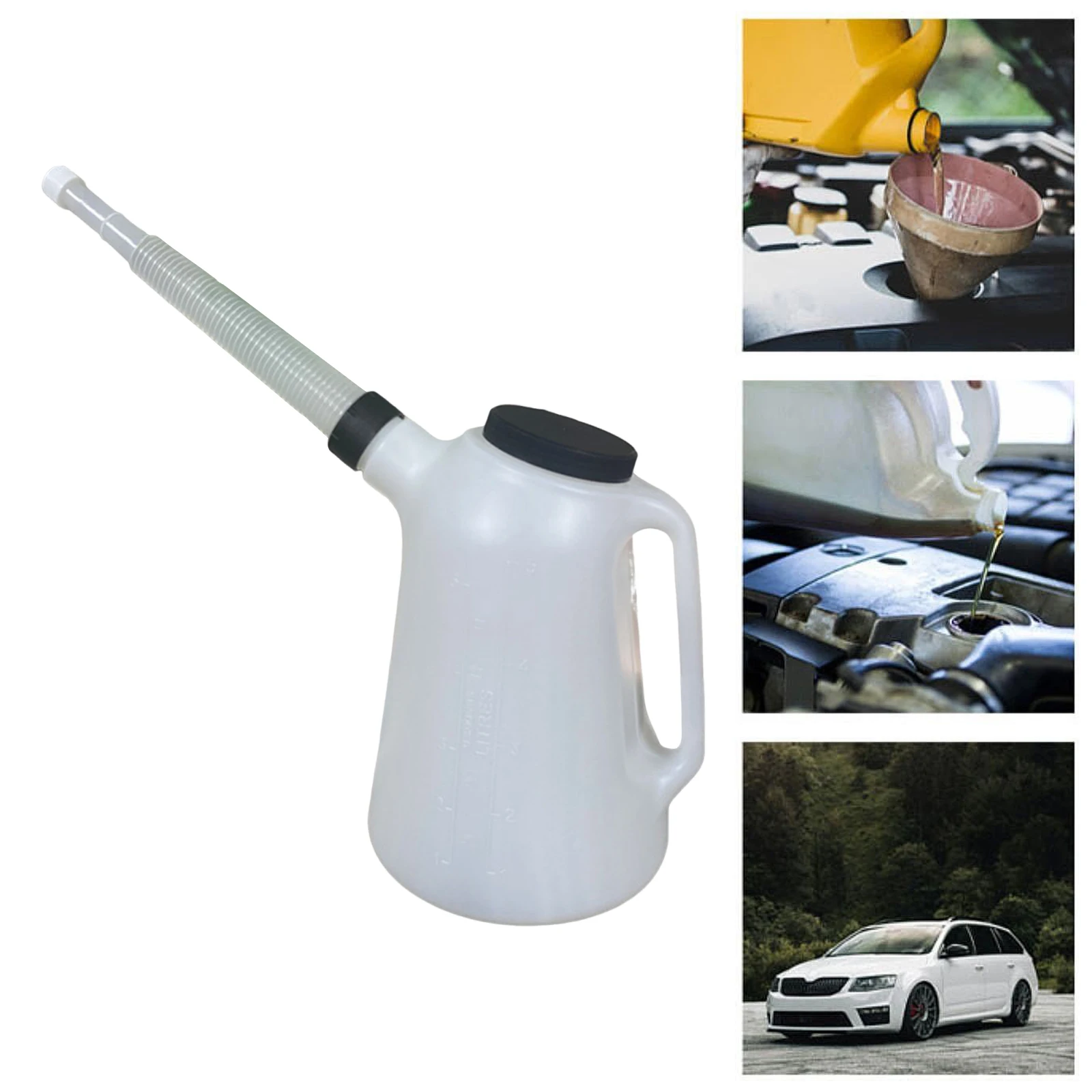 1.2L-5L Oil Pot Oil Measuring Jug Oil Dispenser Oil Container Storage Can Scale With Pouring, Lid and Cap for Automotive Garage