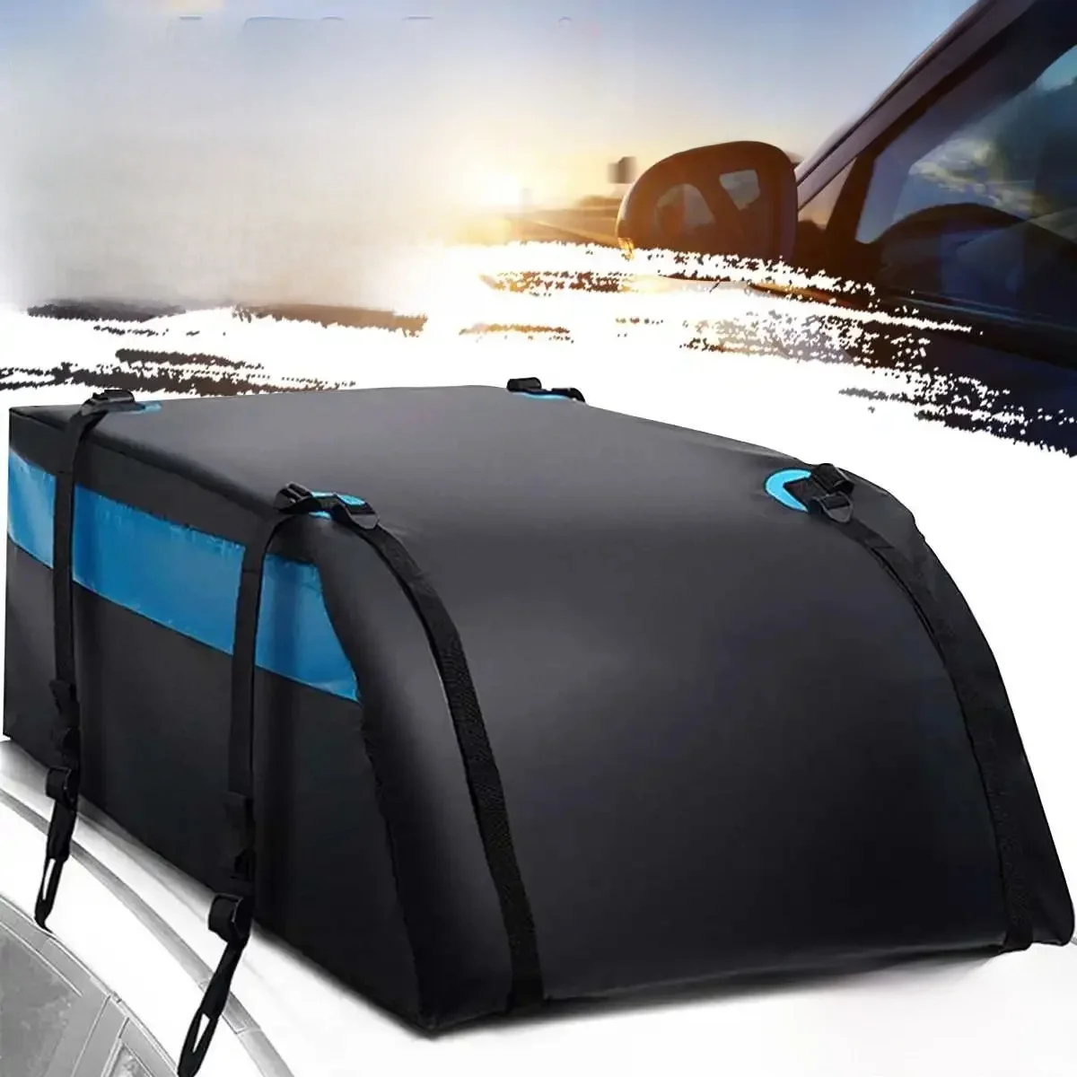 Grand Sac de Toit Étanche Noir pour Voiture, Rangement pour Bagages sur le Toit, Electrolux, Voyage, SUV, Van, 600D/420D, 120x90x44cm