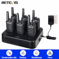 Retevis 6 Pcs RT668 Walkie Talkie Long Range PMR446 Walkie-Talkies PTT Rugged Rechargeable Radio for Construction Site Factory