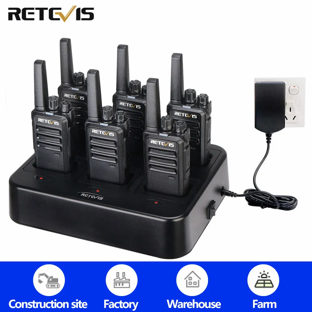 Retevis RT668 Bez Licencji 6 Sztuk PMR446 Walkie Talkie Dalekiego Zasięgu VOX Wytrzymałe Radio Akumulatorowe na Budowę i do Fabryki